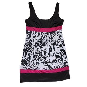 JBS Ltd black white pink floral sleeveless dress sz 10